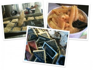 A collage of scenes from Beecher's Handmade Cheese in Seattle