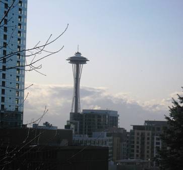 View of the Seattle Space Needle at Dusk