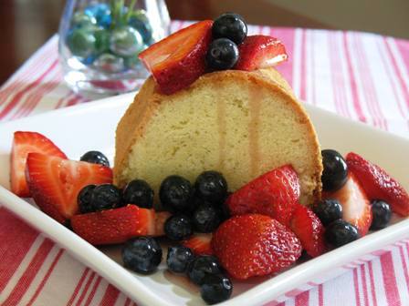 Pound Cake with Strawberries and Blueberries